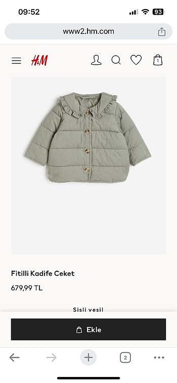 H&m bebek mont