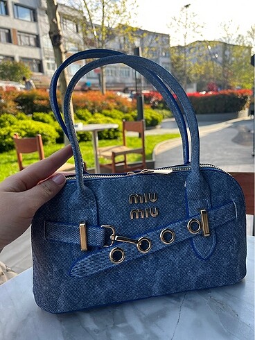  Beden mavi Renk jean desen miumiu kol çantası çapraz çanta