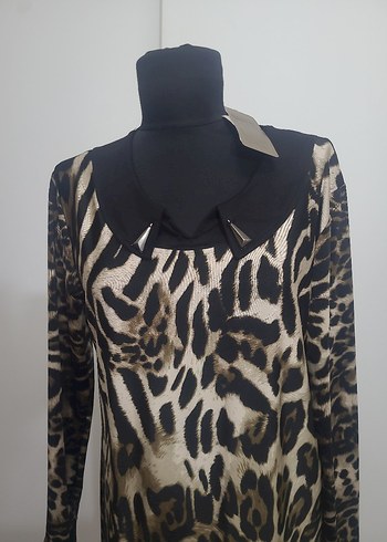 Kahverengi Leopar Desenli Kadın Tunik - Görsel 2