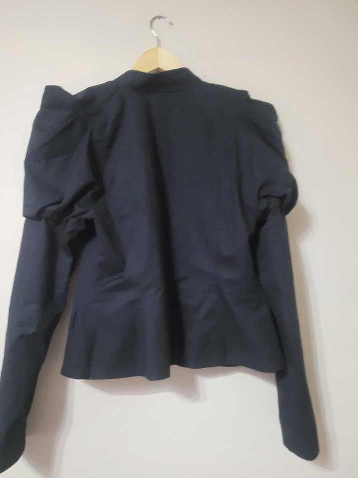 G558 Kadın Siyah Mini Düğmeli Blazer Ceket - Görsel 4