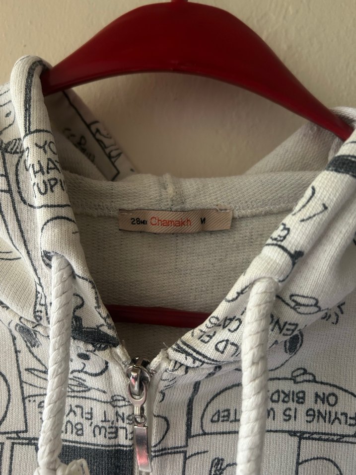 Snoppy Baskılı Kapüşonlu Fermuarlı Ceket - Görsel 3