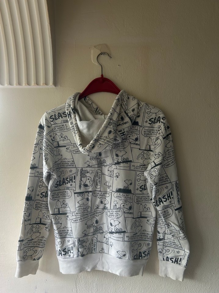 Snoppy Baskılı Kapüşonlu Fermuarlı Ceket - Görsel 2