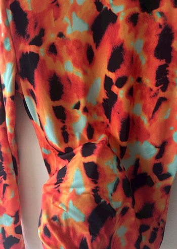 Çok Renkli Desenli Çıtçıtlı Örme Body - Görsel 4