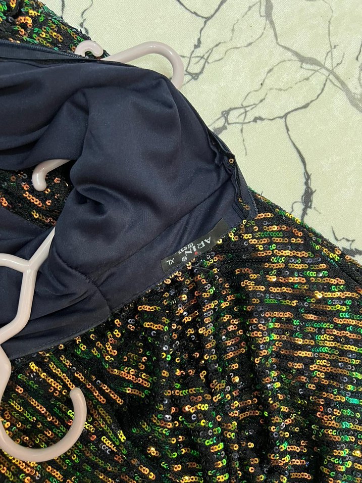 Kadın Çok Renkli Uzun Drapeli Abiye Elbise - Görsel 4