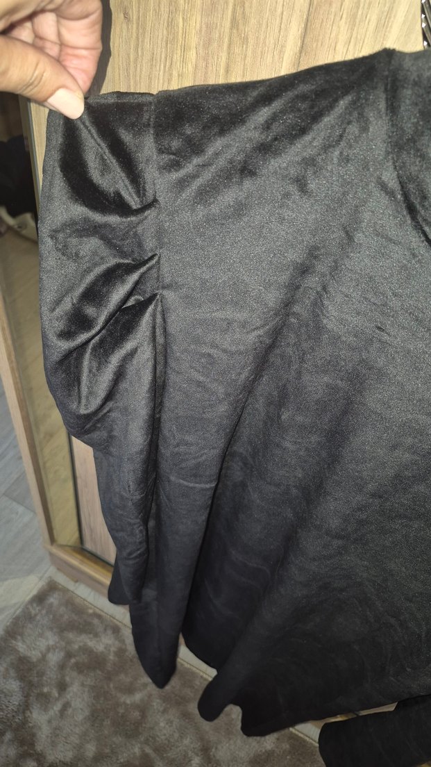 Siyah Süet Kadın Uzun elbise - Görsel 2