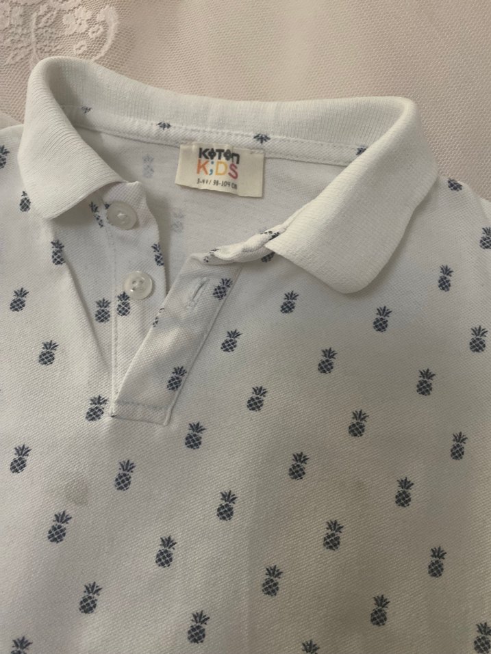 Erkek Çocuk Beyaz Düğmeli Polo Tişört - Görsel 3