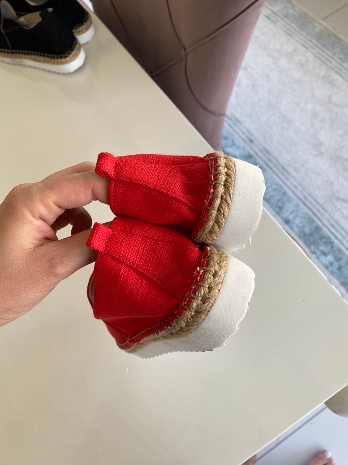 Kırmızı Keten Kadın Espadril - Görsel 4