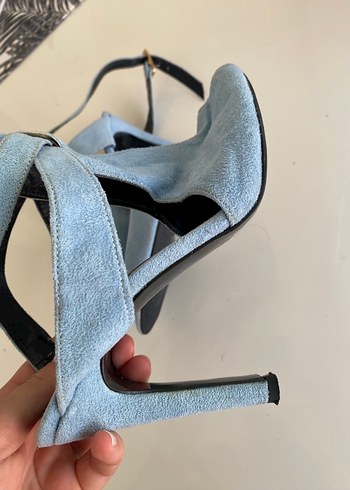 37 Beden mavi Renk Mavi Denim Stiletto Tokalı Kadın Topuklu
