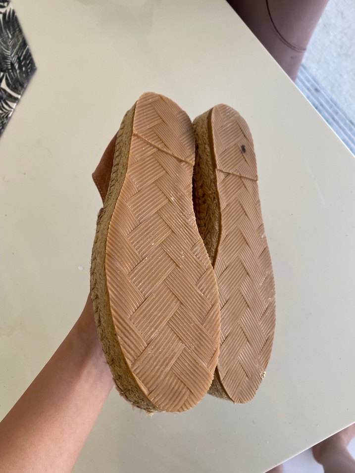 Pudra pembe  Süet Dolgu Topuklu Espadril - Görsel 3