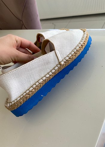 Beyaz Keten Kadın Dolgu Topuklu Espadril - Görsel 2