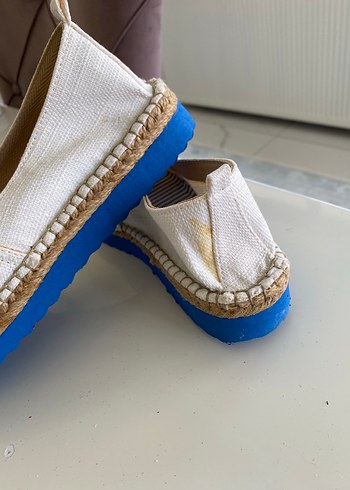 Beyaz Keten Kadın Dolgu Topuklu Espadril - Görsel 4