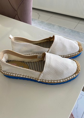 Beyaz Keten Kadın Dolgu Topuklu Espadril