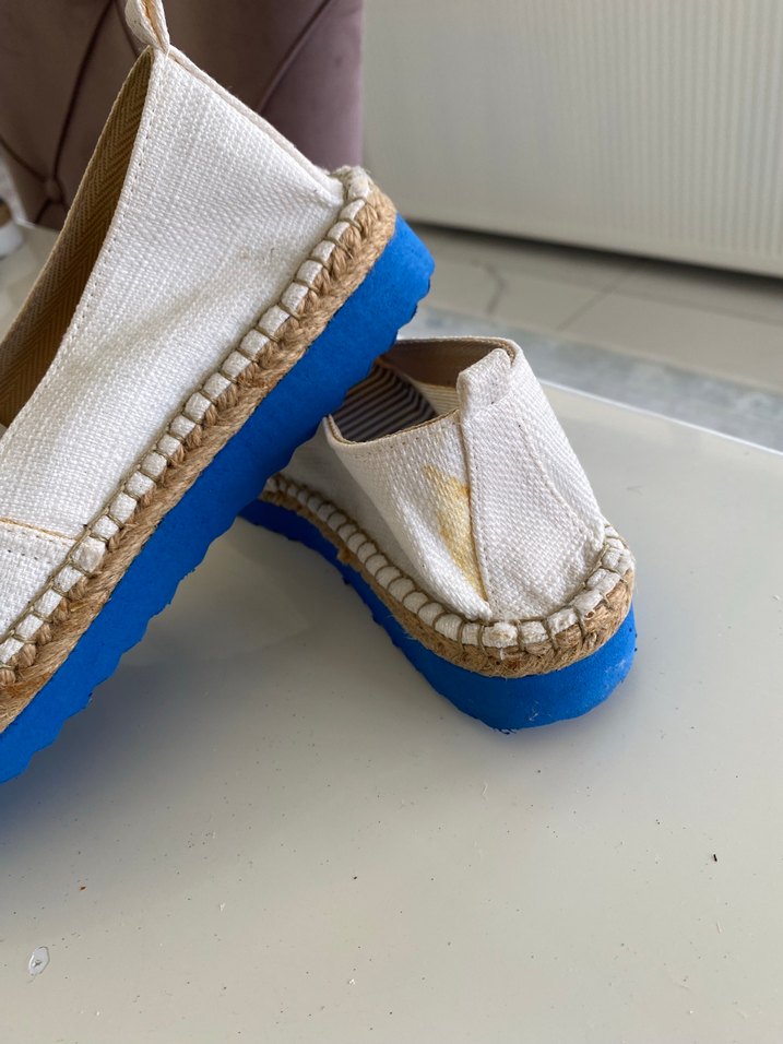 Beyaz Keten Kadın Dolgu Topuklu Espadril - Görsel 4