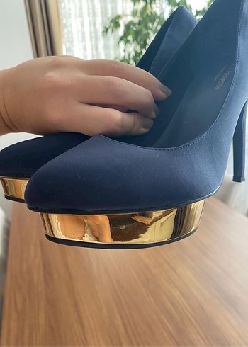 Lacivert Platform Topuklu Kadın Stiletto - Görsel 3