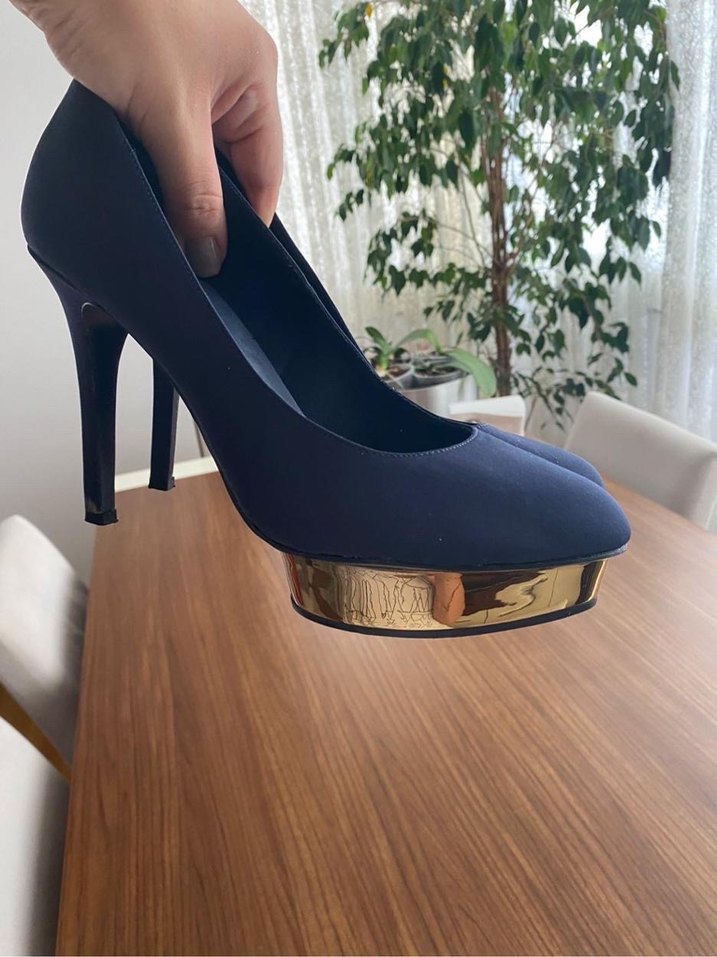 Lacivert Platform Topuklu Kadın Stiletto - Görsel 5