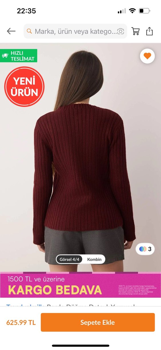 Düğmeli Bordo Kadın Triko Hırka - Görsel 4