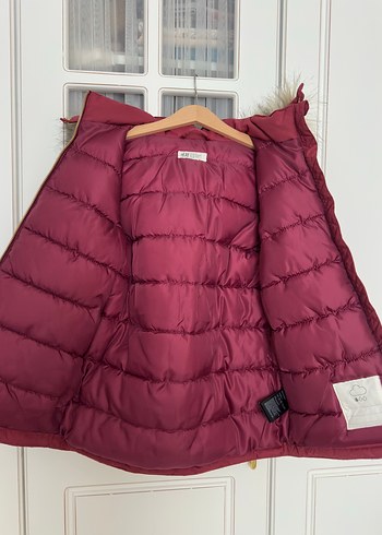 Bordo Kürklü Kız Çocuk Mont - Görsel 3