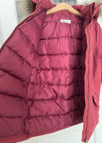 Bordo Kürklü Kız Çocuk Mont - Görsel 5