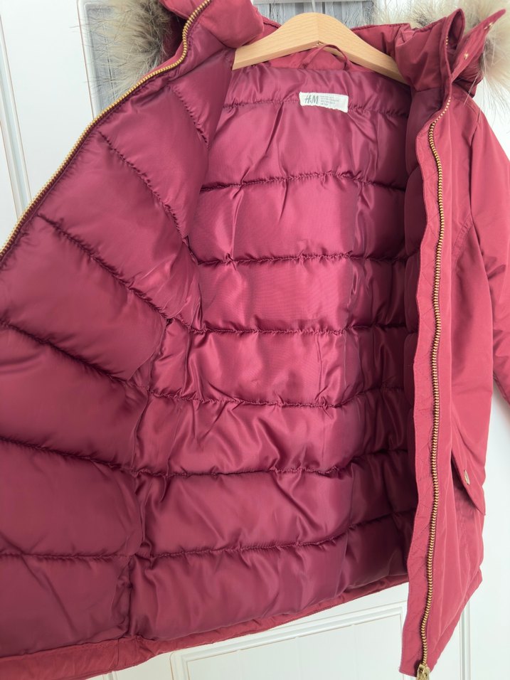 Bordo Kürklü Kız Çocuk Mont - Görsel 5