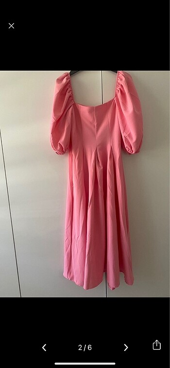Pembe midi elbise