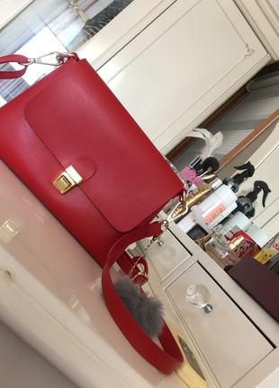 universal Beden kırmızı Renk Zara çanta 