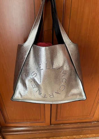 Stella McCartney Gri Metalik Deri Kadın Çanta