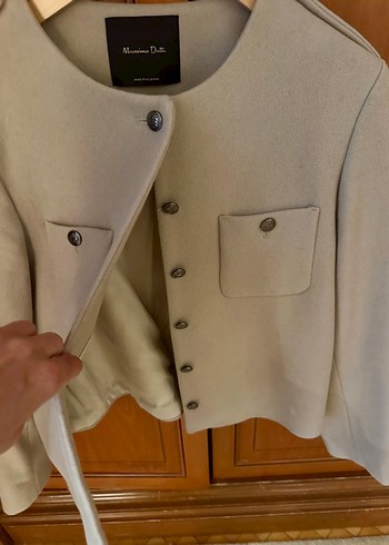 Massimo Dutti Massimo Dutti Bej Kısa Düğmeli Kadın Yün Ceket
