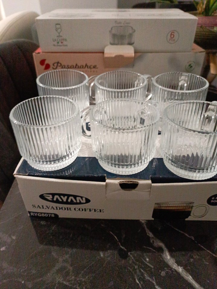 RAYAN 6'lı Beyaz Cam Kahve Fincanı Seti - Görsel 2