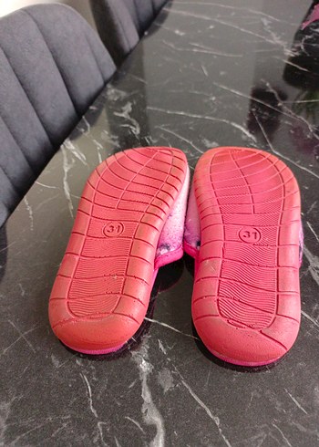 Kız Çocuk Pembe Desenli Sıcak Terlik Velcro - Görsel 3