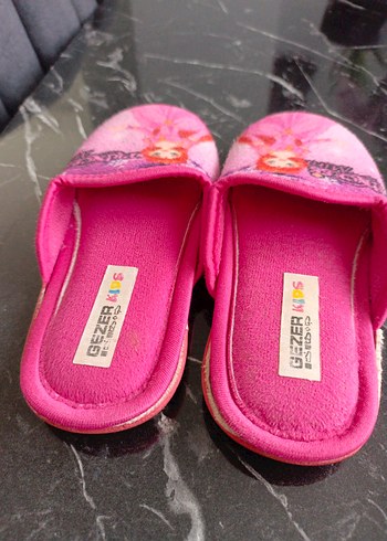 Kız Çocuk Pembe Desenli Sıcak Terlik Velcro - Görsel 2