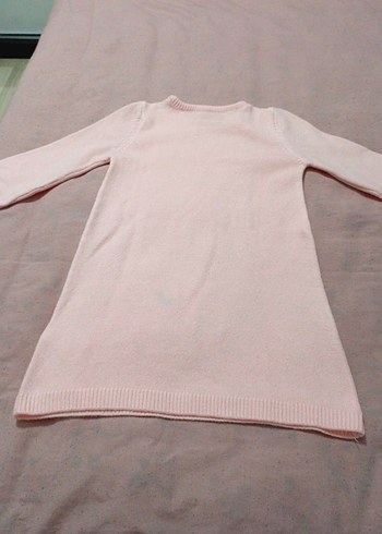 Pembe Nakışlı Kız Çocuk Triko Elbise - Görsel 2