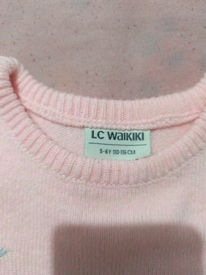 Pembe Nakışlı Kız Çocuk Triko Elbise - Görsel 3