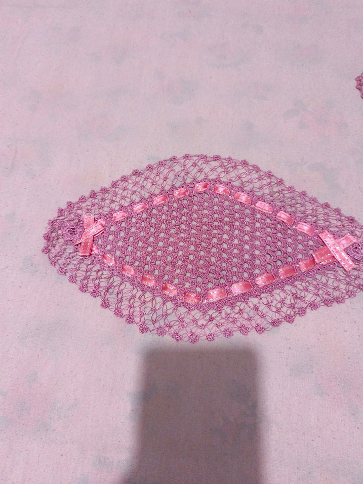 Pembe Örgü El Yapımı Masa Örtüsü Seti - Görsel 2