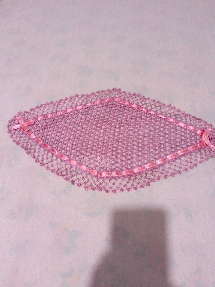 Pembe Örgü El Yapımı Masa Örtüsü Seti - Görsel 4