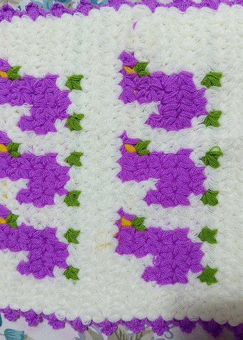 Mor Desenli Örgü Banyo Süngeri - Görsel 2