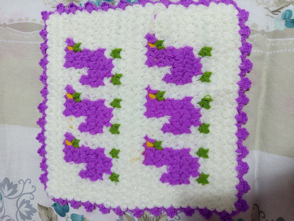 Mor Desenli Örgü Banyo Süngeri - Görsel 2