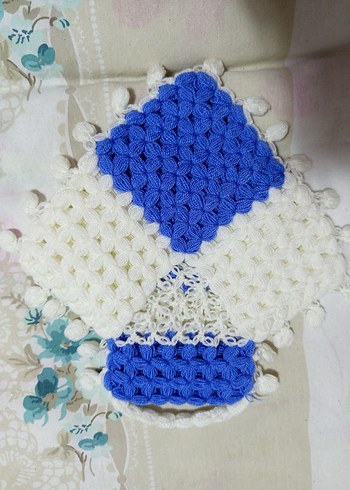 Mavi Beyaz Örgü Banyo Süngeri - Görsel 2