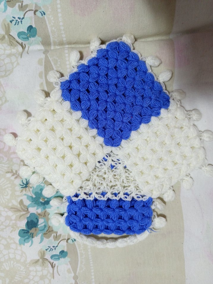 Mavi Beyaz Örgü Banyo Süngeri - Görsel 2