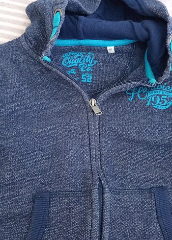 Erkek Kapüşonlu Fermuarlı Gri Sweatshirt - Görsel 2