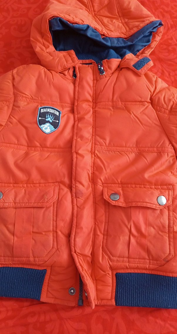 Turuncu Kapüşonlu Erkek Çocuk Montu - Görsel 2