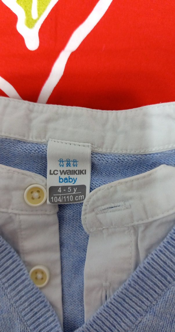 Mavi V Yaka erkek çocuk Triko Kazak - Görsel 2