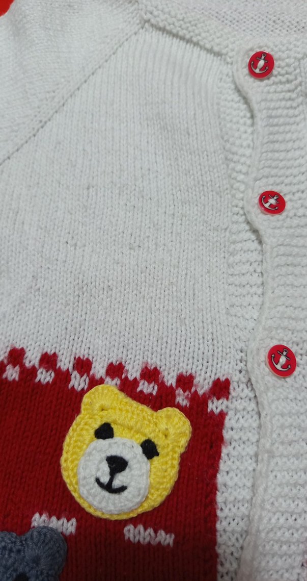 erkek Kız Çocuk Nakışlı Uzun Kollu Triko Hırka - Görsel 2