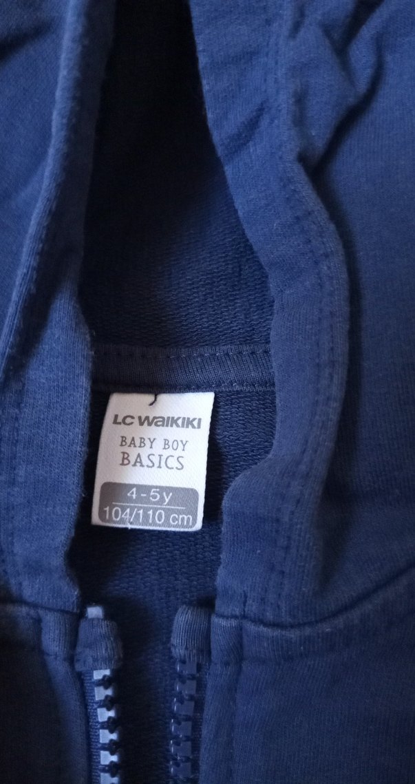 Koyu Mavi Kapüşonlu Erkek Çocuk Yelek - Görsel 2