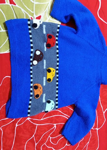 Renkli Nakışlı Erkek Çocuk Triko Hırka - Görsel 4