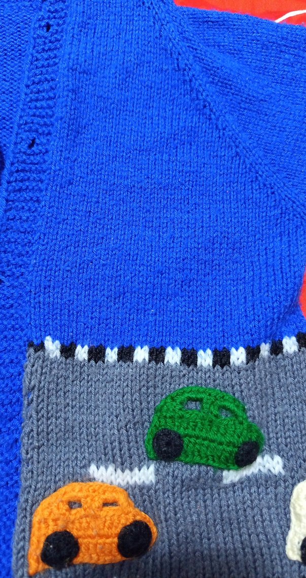 Renkli Nakışlı Erkek Çocuk Triko Hırka - Görsel 2