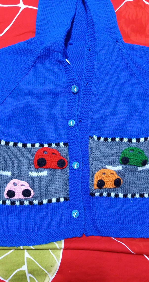 Renkli Nakışlı Erkek Çocuk Triko Hırka - Görsel 3