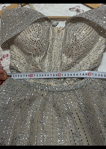 Bej Uzun Nişan Kına Abiye Elbise - Görsel 6