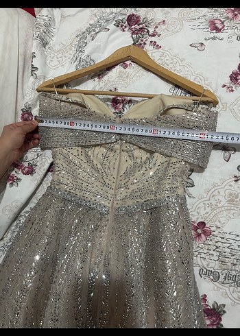 Bej Uzun Nişan Kına Abiye Elbise - Görsel 7