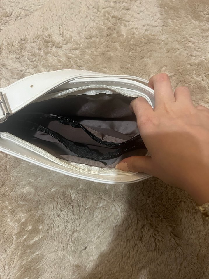 Beyaz Deri Kadın Omuz Çantası - Görsel 5