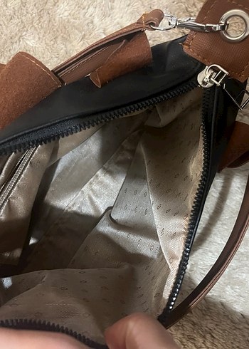 Kahverengi Tokalı Siyah Deri Kadın Çanta - Görsel 3